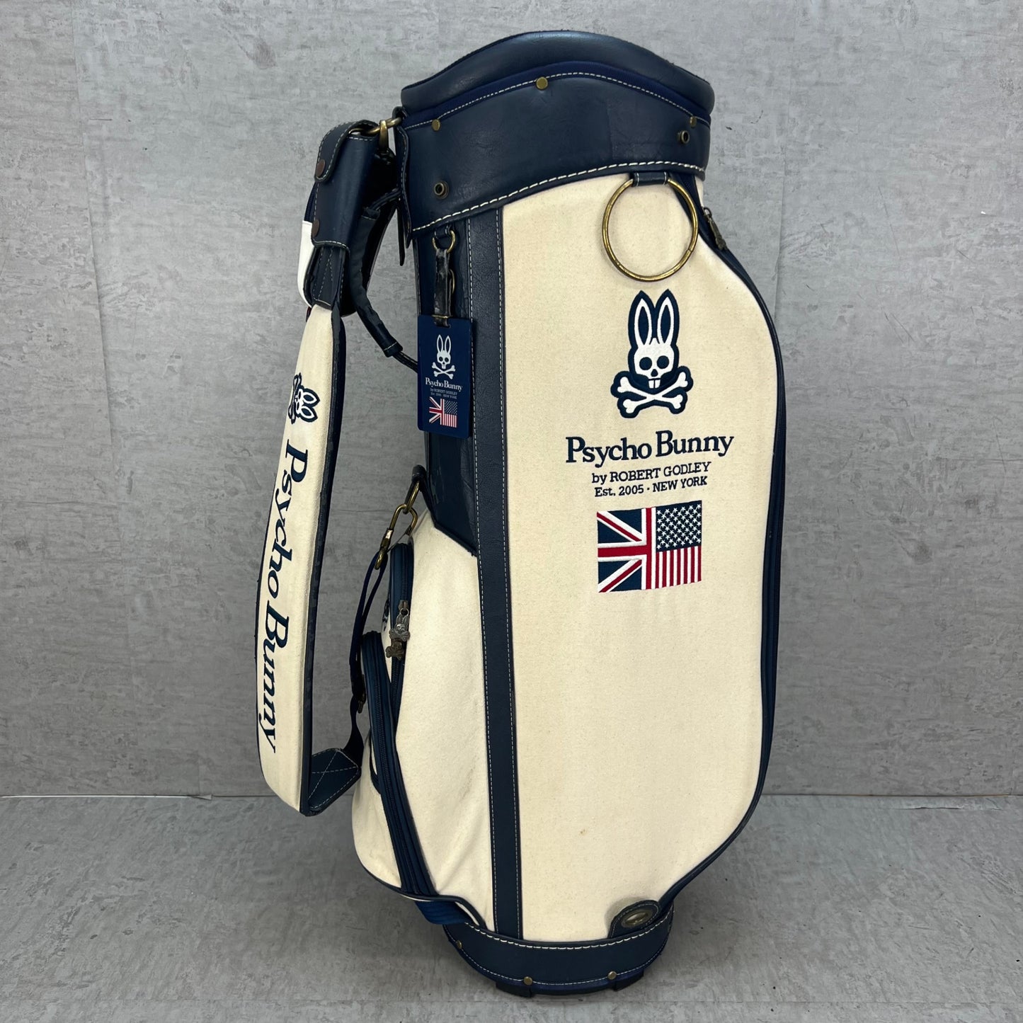 希少　帆布生地　サイコバニー　ゴルフ　カート式キャディバッグ　約10型　Psycho Bunny