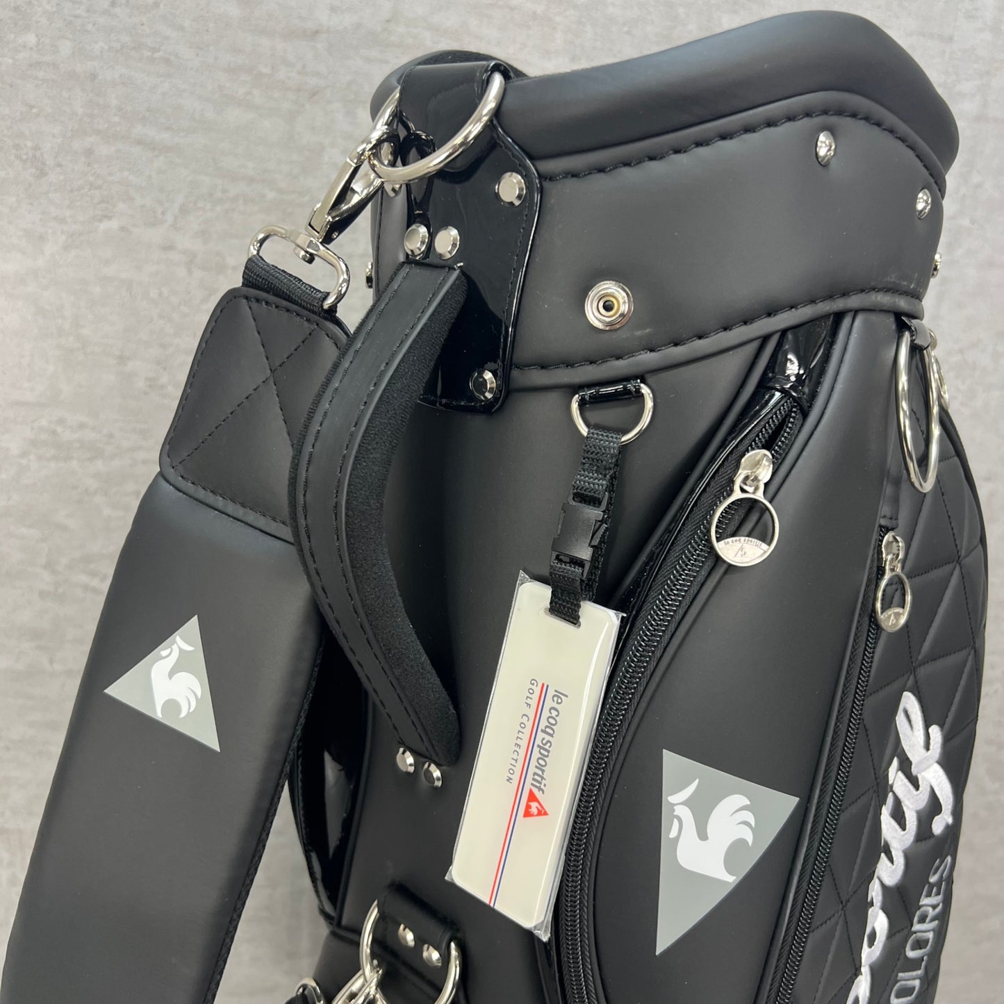 ルコックスポルティフ　ゴルフ　カート式キャディバッグ　PUレザー　約8.5型　ブラック　黒　LE COQ SPORTIF