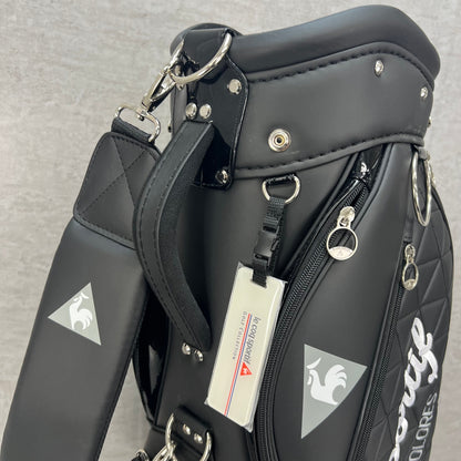 ルコックスポルティフ　ゴルフ　カート式キャディバッグ　PUレザー　約8.5型　ブラック　黒　LE COQ SPORTIF
