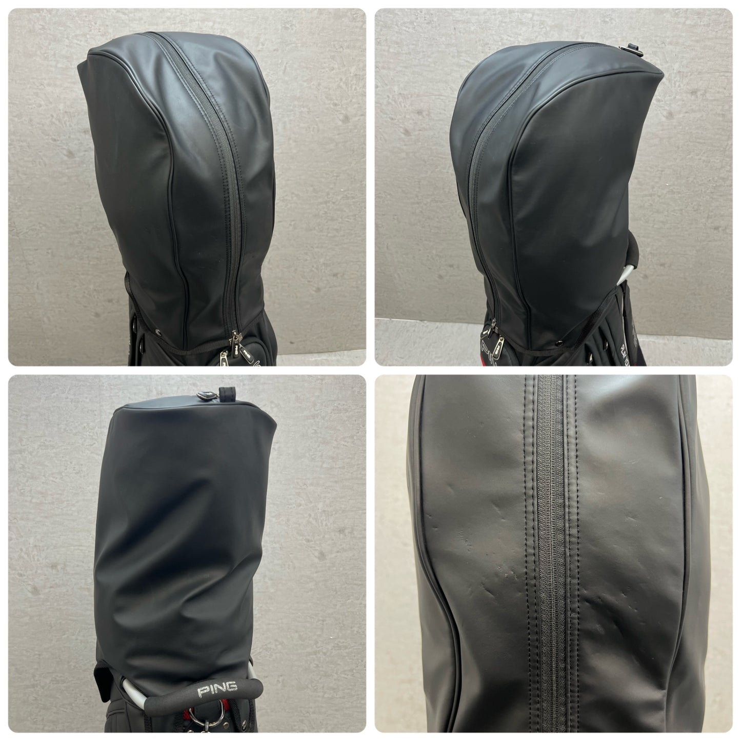 PING　ゴルフ　キャディバッグ　カート式　約9型　合成皮革　ブラック　黒　レッド　赤　ピン