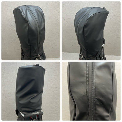 PING　ゴルフ　キャディバッグ　カート式　約9型　合成皮革　ブラック　黒　レッド　赤　ピン