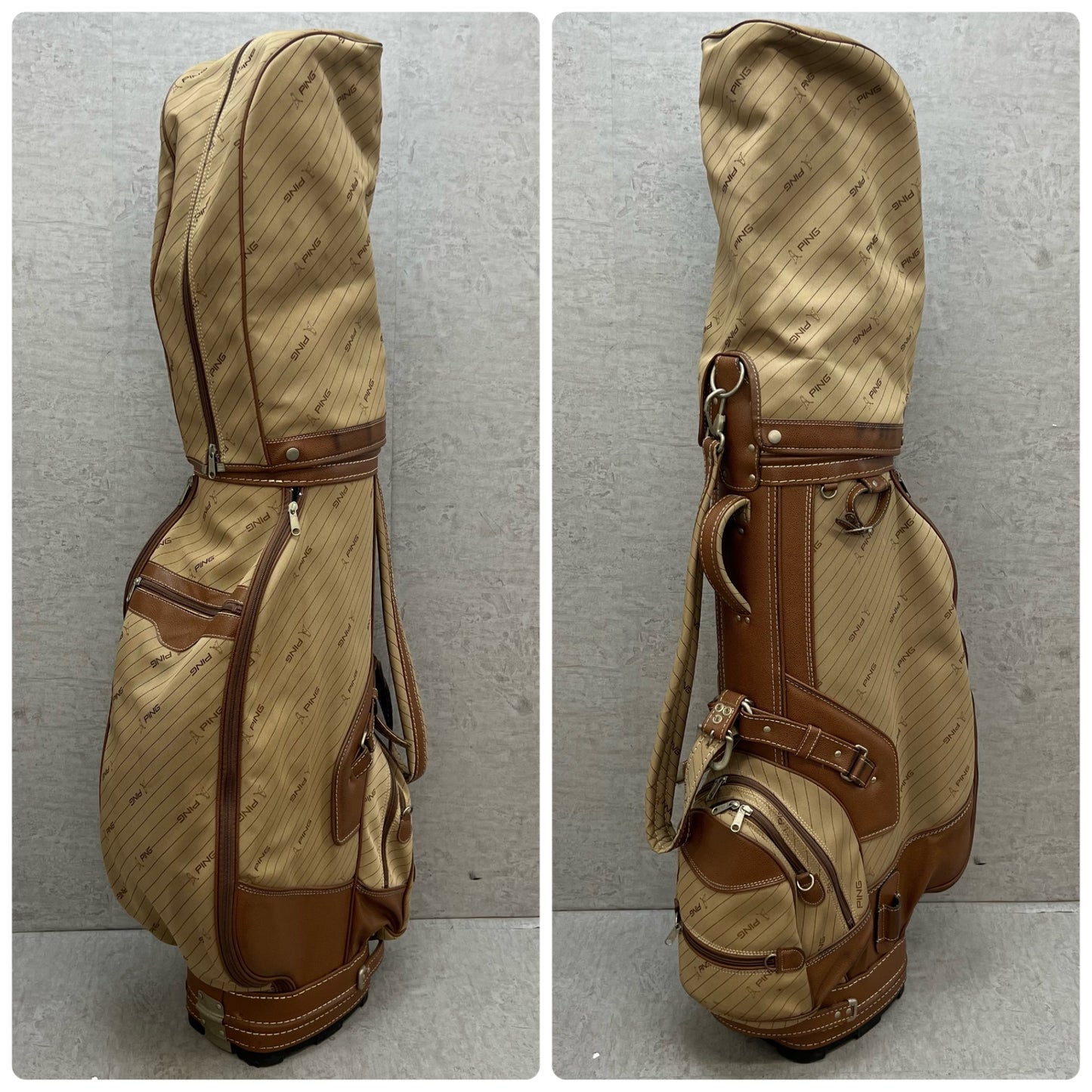 PING　ゴルフ　ビンテージ　キャディバッグ　カート式　約8.5型　ヘッドカバー　ピン