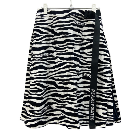 パーリーゲイツ　レディース　スカート　ゼブラ柄　1　ブラック　ホワイト　女性用ゴルフアパレル　PEARLY GATES