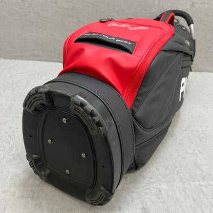 PING　ゴルフ　キャディバッグ　カート式　約9型　合成皮革　ブラック　黒　レッド　赤　ピン