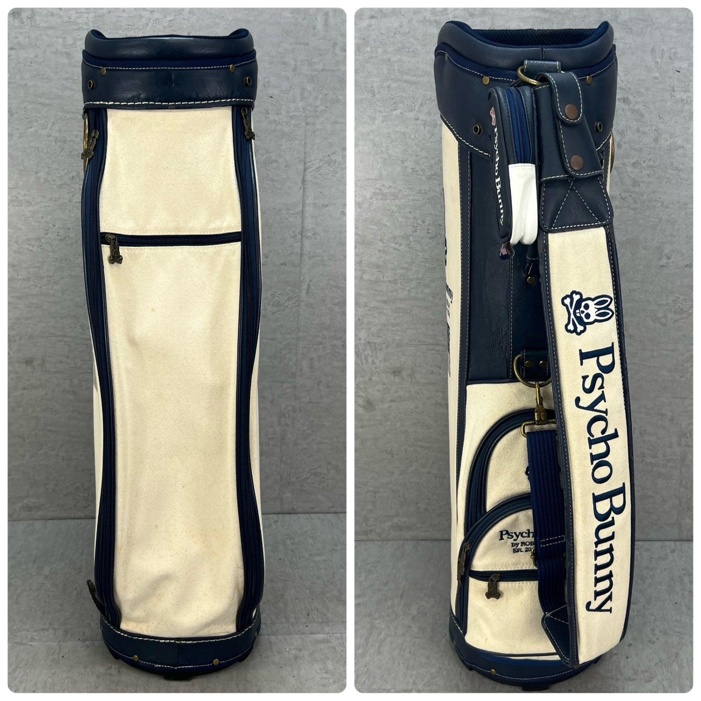 希少　帆布生地　サイコバニー　ゴルフ　カート式キャディバッグ　約10型　Psycho Bunny