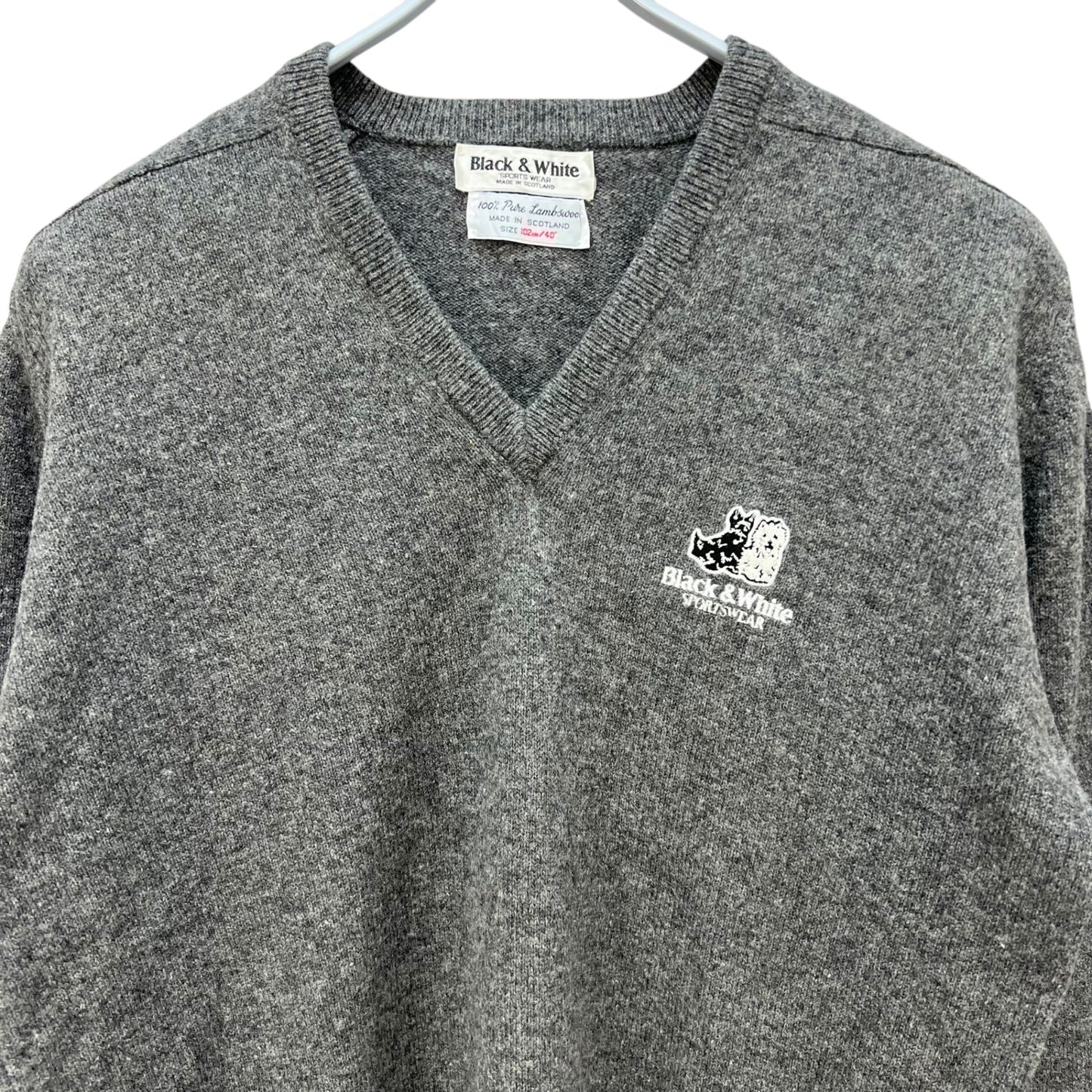 ブラックアンドホワイト　メンズゴルフウェア　Vネックセーター　L　グレー　Black＆White 　アパレル