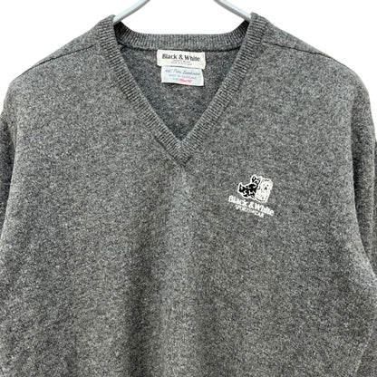 ブラックアンドホワイト　メンズゴルフウェア　Vネックセーター　L　グレー　Black＆White 　アパレル