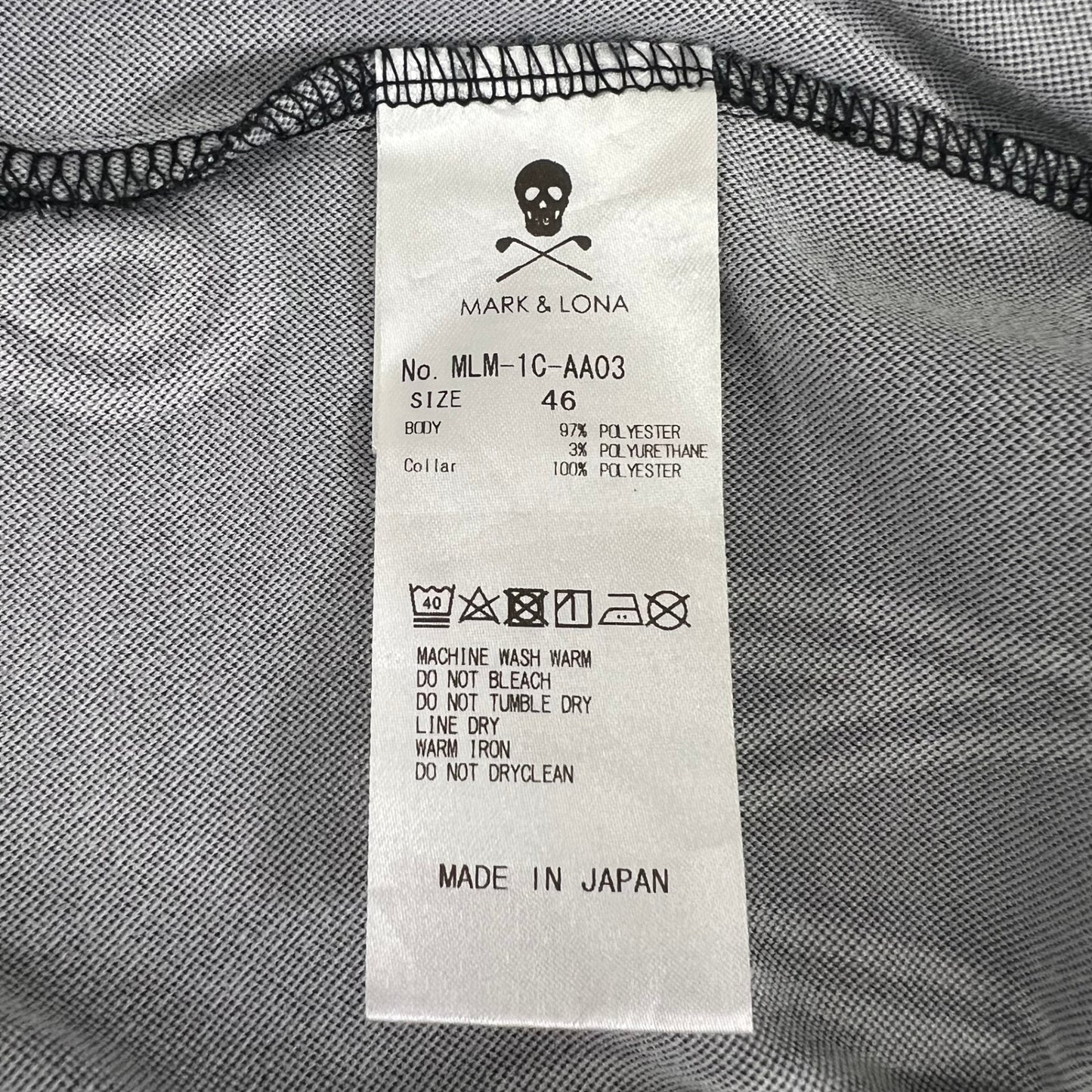 マーク＆ロナ　メンズ　ゴルフウェア　半袖トップス　モックネックシャツ　46　ブラック　ホワイト　MARK＆LONA