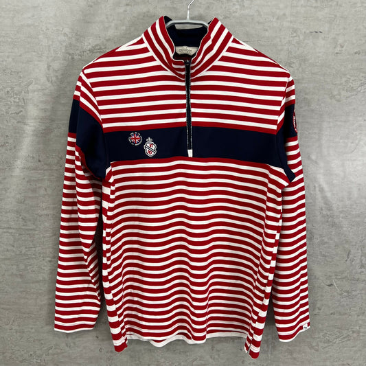 アダバット　メンズ　ゴルフウェア　長袖トップス　ロンT　48　レッド　ホワイト　赤　白　adabat