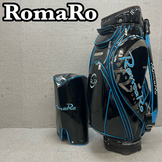 ロマロ　ゴルフ　カート式キャディバッグ　約10型　エナメル　ブラック　黒　ブルー　青　RomaRo