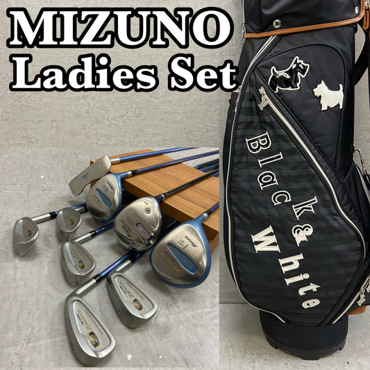 ミズノ ブラックアンドホワイト  レディースゴルフ クラブセット 9本 右利き用 カーボン  MIZUNO Black & White キャディバッグ付き