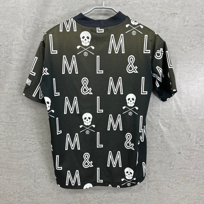 マーク＆ロナ　メンズ　ゴルフウェア　半袖トップス　モックネックシャツ　46　ブラック　ホワイト　MARK＆LONA