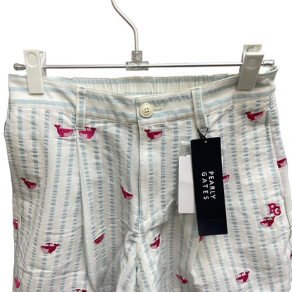 タグ付き未使用品　パーリーゲイツ　レディースゴルフアパレル　ショートパンツ　サイズ0　ストライプ　くじらロゴ　ズボン　女性用　ウェア　PEARLY GATES