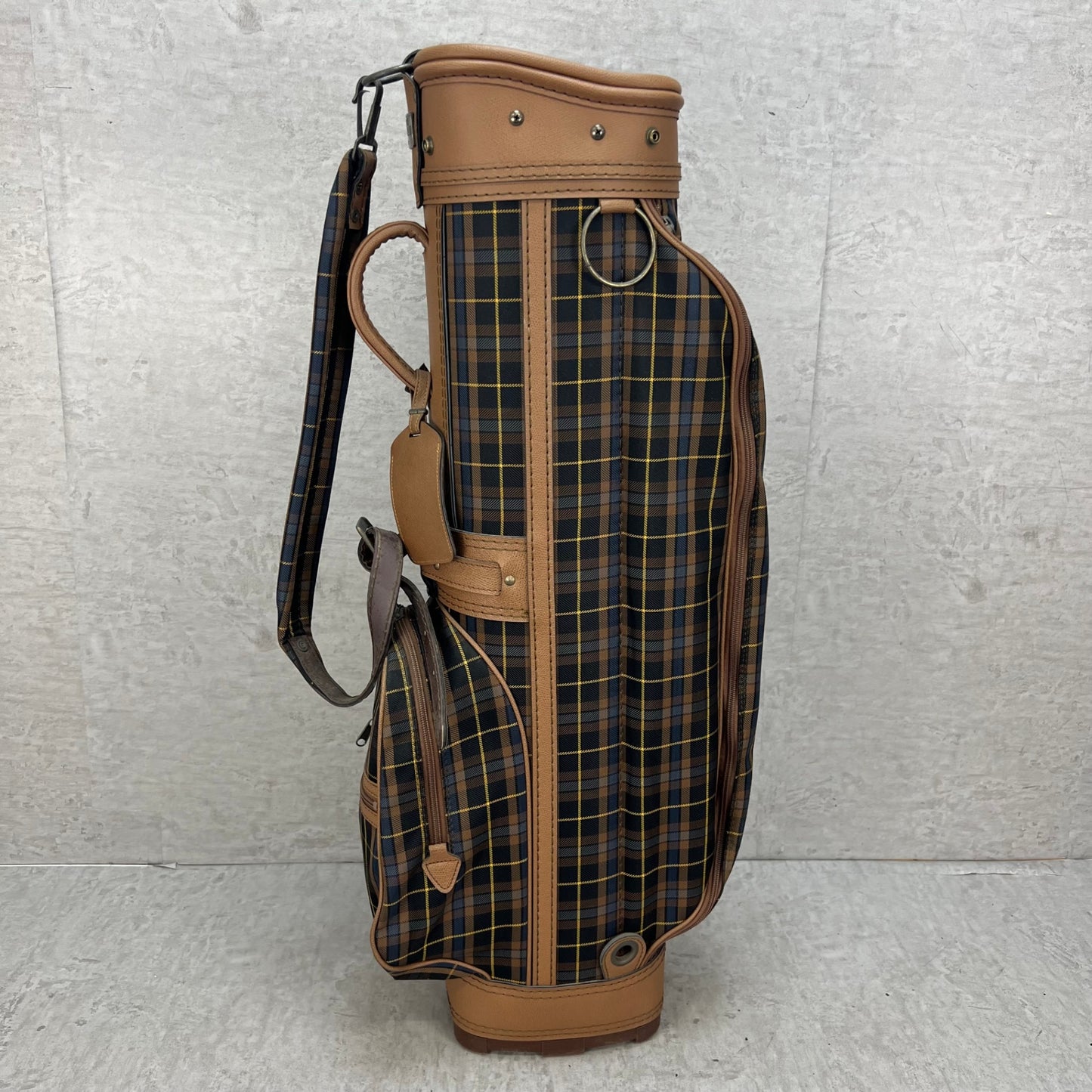 ミズノ　ゴルフ　キャディバッグ　ヘッドカバー　カート式　約８型　チェック柄　Mizuno
