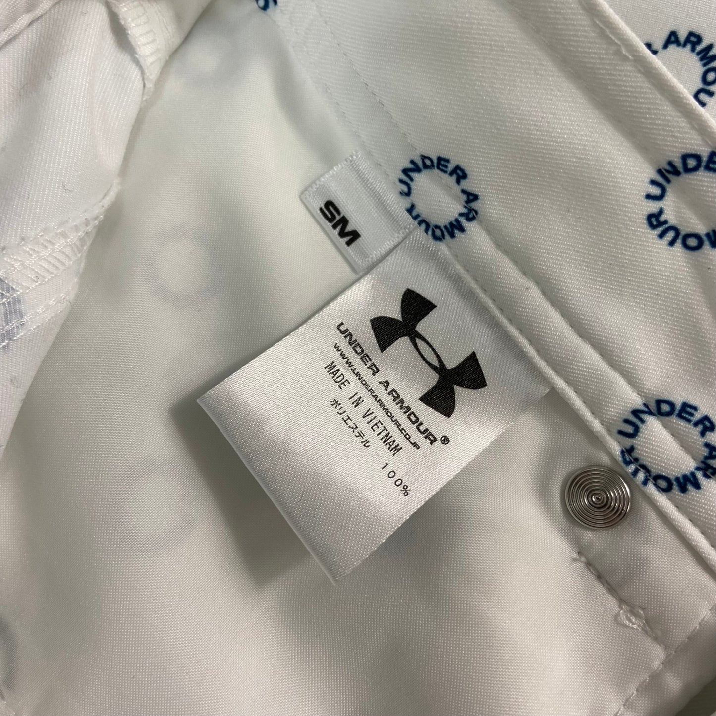 アンダーアーマー　メンズゴルフウェア　パンツ　SM　ホワイト　白　総柄　ズボン　スラックス　ロング　UNDER ARMOUR