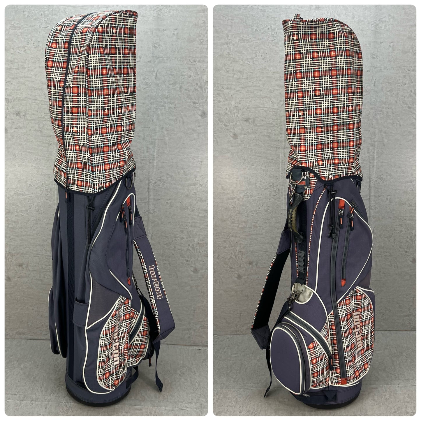 バートン　ゴルフ　カート式キャディバッグ　約9.5型　チェック柄　ナイロン製　BURTON