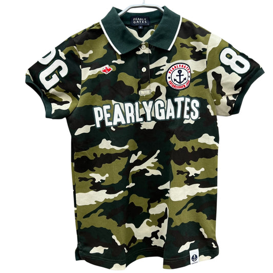 パーリーゲイツ　レディースゴルフアパレル　半袖ポロシャツ　サイズ0　カモフラ柄　女性用　ウェア　PEARLY GATES