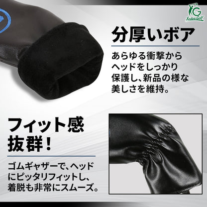 ウェッジ用ヘッドカバー　ゴルフ用品　ブラック　ホワイト　ＰＵレザー　48°〜62°の2°刻み　８種類