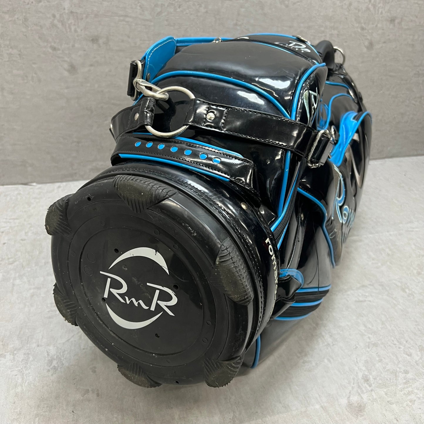ロマロ　ゴルフ　カート式キャディバッグ　約10型　エナメル　ブラック　黒　ブルー　青　RomaRo