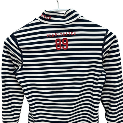 PEARLY GATES パーリーゲイツ　レディース　女性用 長袖トップス インナー　モックネック　ボーダー　0号　Sサイズ