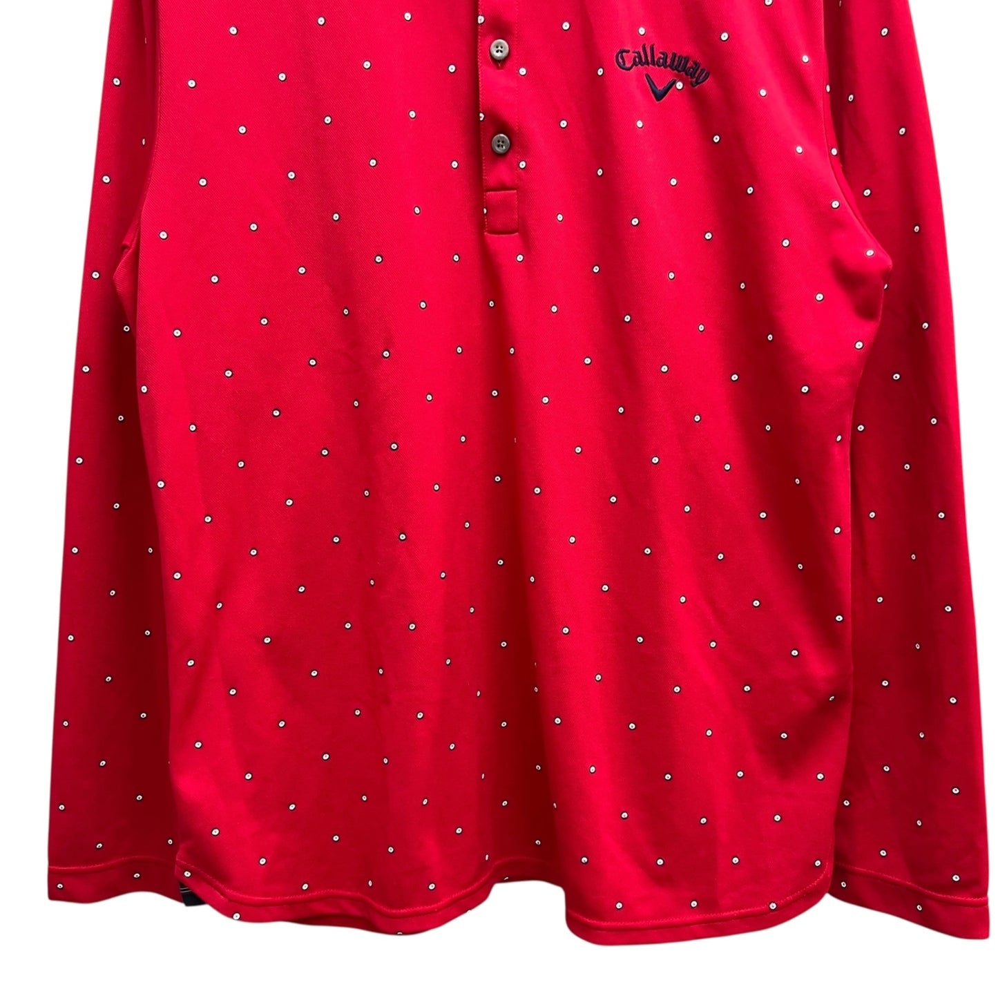 キャロウェイ　メンズ　長袖ポロシャツ　3L　ドット　レッド　男性用ゴルフアパレル　トップス　Callaway　洋服