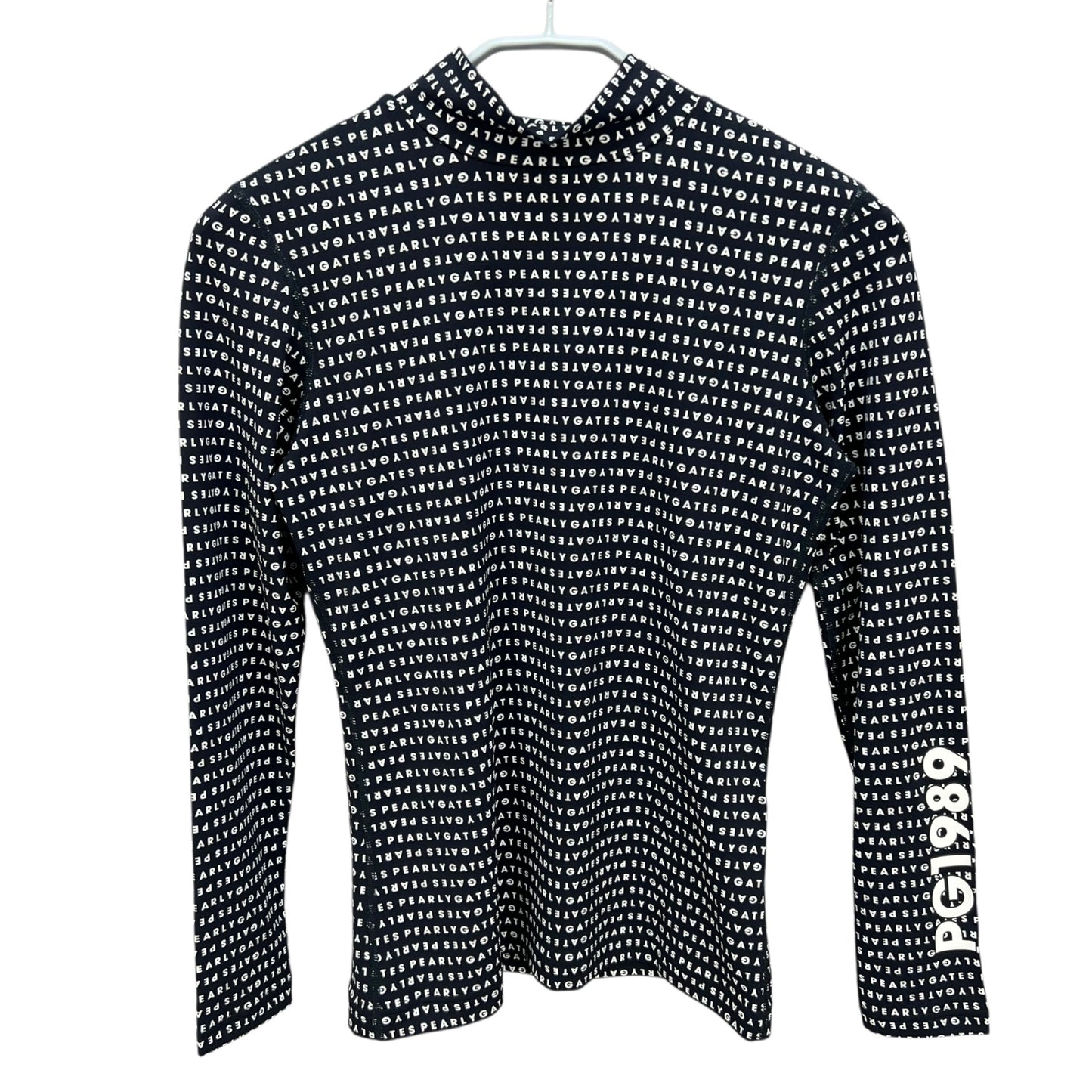 PEARLY GATES パーリーゲイツ　レディース　女性用 長袖トップス インナー　モックネック　総柄　ブラック　1号　Sサイズ