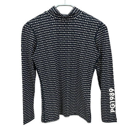 PEARLY GATES パーリーゲイツ　レディース　女性用 長袖トップス インナー　モックネック　総柄　ブラック　1号　Sサイズ