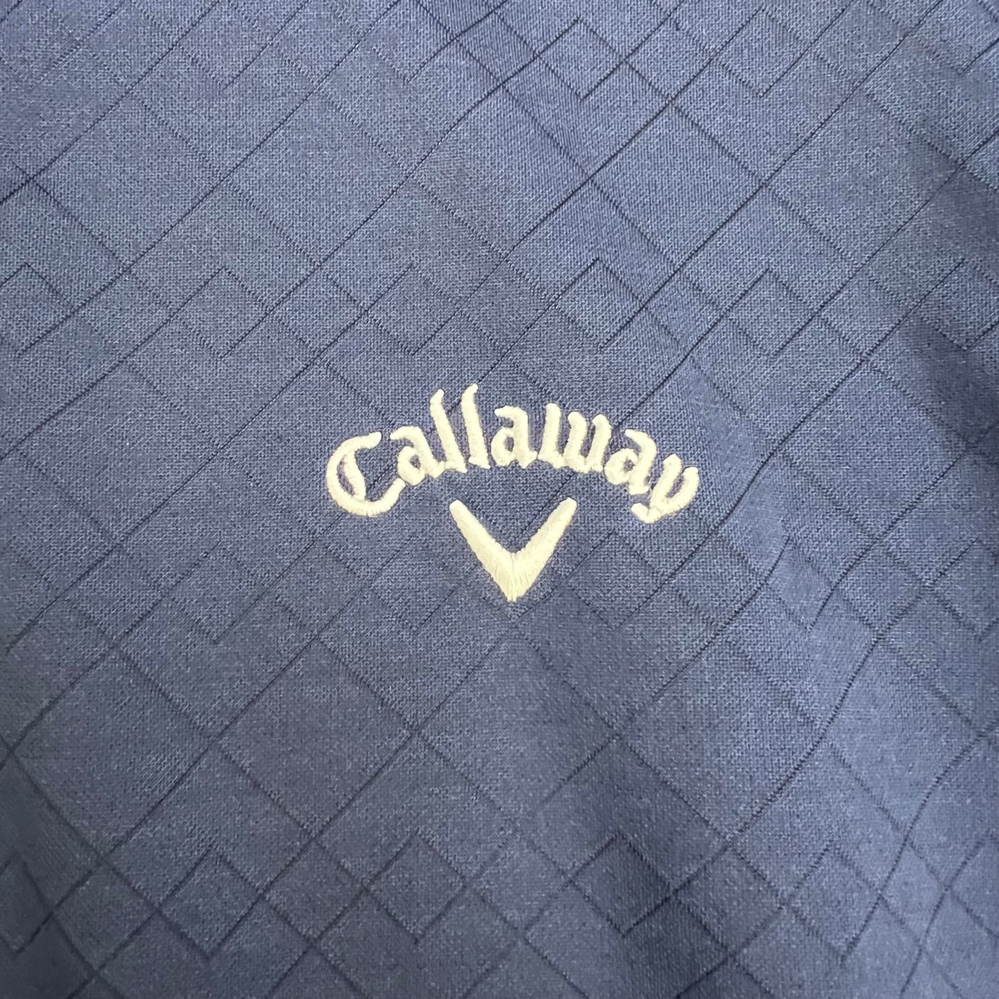 キャロウェイ　メンズ　半袖ポロシャツ　3L　ダイヤ系総柄　ネイビー　男性用ゴルフアパレル　トップス　Callaway　洋服