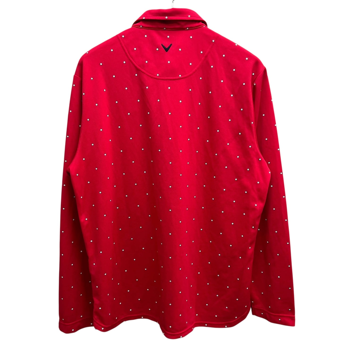 キャロウェイ　メンズ　長袖ポロシャツ　3L　ドット　レッド　男性用ゴルフアパレル　トップス　Callaway　洋服