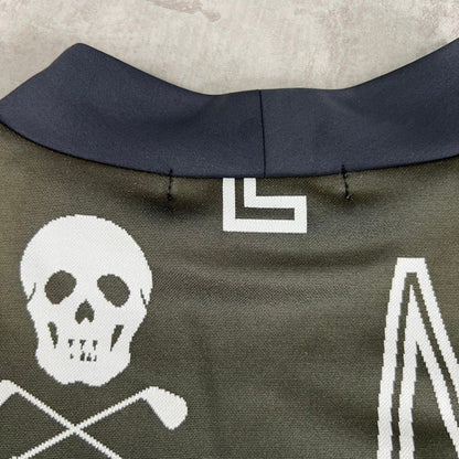 マーク＆ロナ　メンズ　ゴルフウェア　半袖トップス　モックネックシャツ　46　ブラック　ホワイト　MARK＆LONA