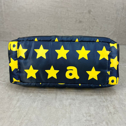 ARCHIVIO　アルチビオ　ゴルフラウンドバッグ　カートバッグ　aロゴワッペン　イエロースター総柄　ネイビーカラーベース　小物入れ